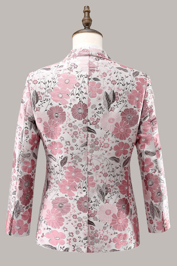 Rosa sjal jakkeslag Jacquard One Button Ballblazer for menn